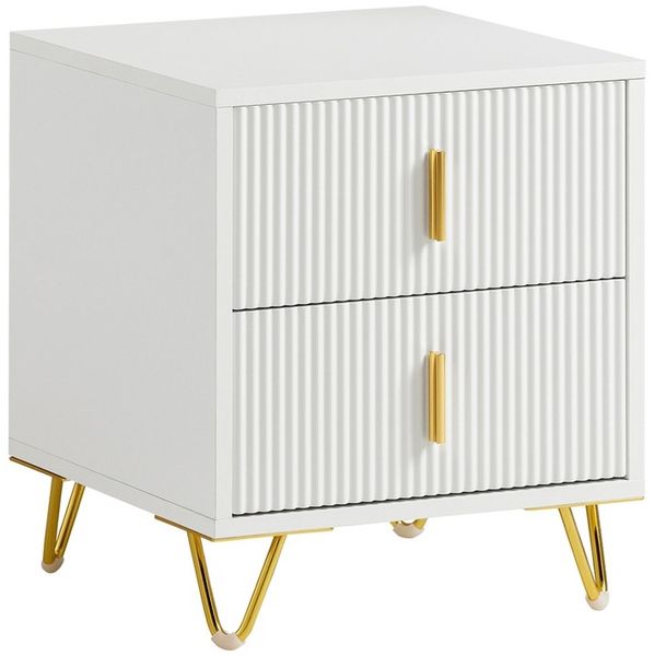 SoBuy FBT115-W Nachttisch, MDF, Melamin, Weiß, 62,5 x 47 x 46,5 cm
