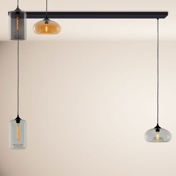 s.luce Cruet Esszimmerlampe 2 bis 5-flammig Balken 160cm Rauch