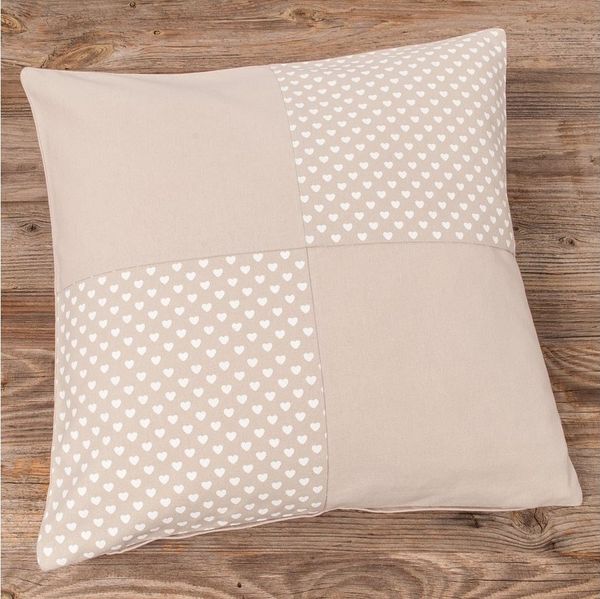matches21 HOME & HOBBY Kissenbezüge Kissen-Bezug 40x40 cm Vintage Patchwork beige weiß Baumwolle, (1 Stück), Wohnzimmer Kissen-Hülle als Deko-Kissen Zier-Kissen Sofa-Kissen