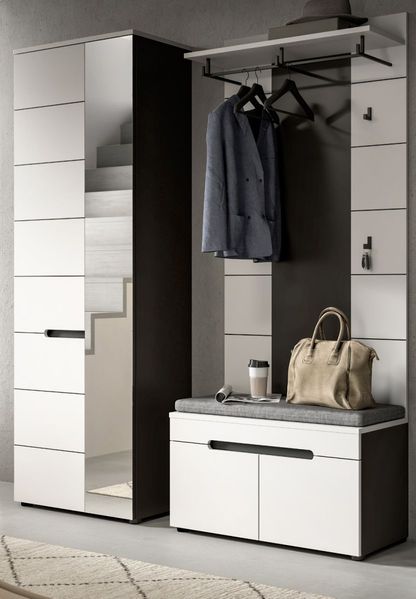Garderobe Set 3-tlg. Cooper in weiß und grau 160 cm