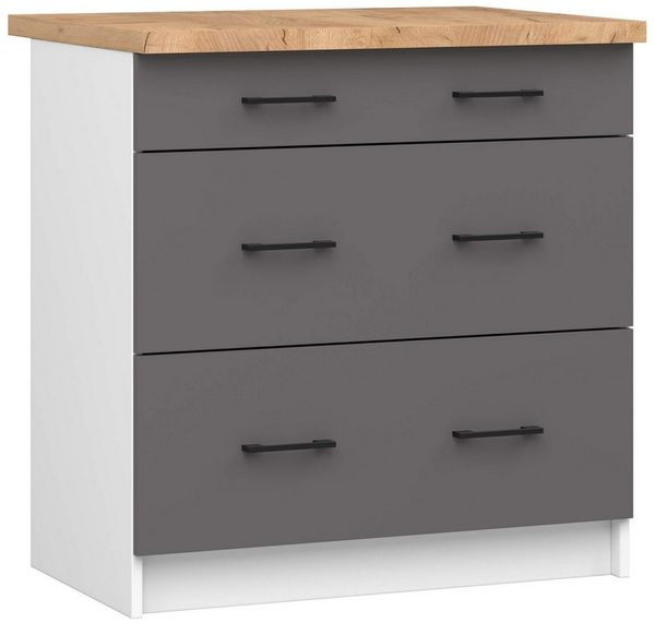 Raumhirsch Furniture Unterschrank Moderner Küchenunterschrank - 3 Schubladen - Küchenmodul (viele Farbvarianten, Maße 60 x 80 x 46 cm) - Hochwertig & stabil