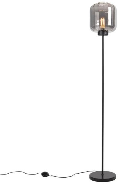 Qazqa Stehlampe Qara, ohne Leuchtmittel, E27, Schwarz, Design, Glas, 1-flammig