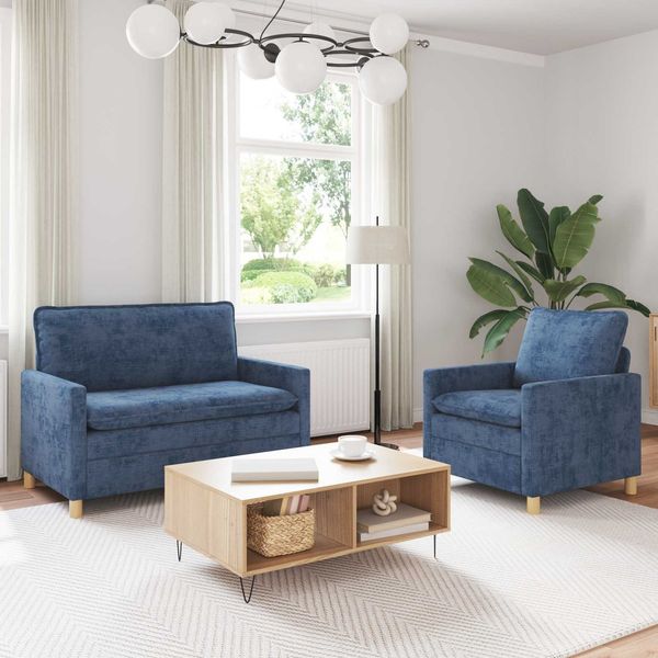 vidaXL Sofa Set 2 pcs Blau Polyester 3417051
