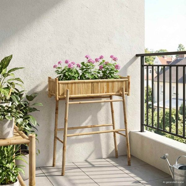 vidaXL Gartenpflanzer mit Halter Natur 100 x 38 x 114 cm Bambus 42028231