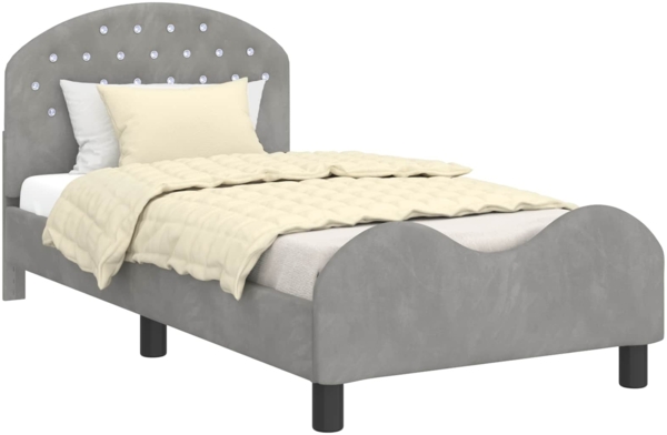 vidaXL Kinderbettgestell mit Kopfteil Hellgrau 80x160 cm Samt 42011106