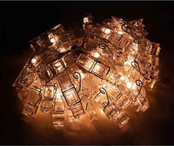 ETT Marketing GmbH LED-Lichterkette LED Lichterkette mit 50 Wäscheklammer Clips warmweiss batteriebetrieb, 50-flammig
