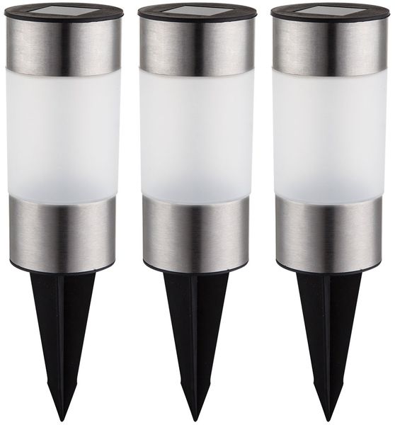 3er Set Solar-Steckleuchte, Edelstahl, H 23,5 cm