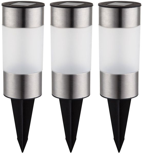 3er Set Solar-Steckleuchte, Edelstahl, H 23,5 cm