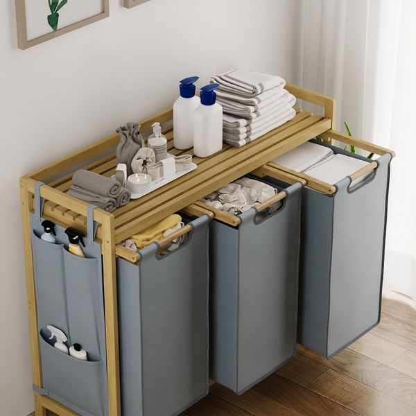 Bealife Wäschekorb 3 Wäschesäcke aus Oxford-Gewebe, abnehmbar, 3 x 42 L