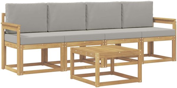 vidaXL Outdoor-Sofagarnitur 5 pcs Weiß und Hellgrau 59 x 59 x 37 cm 3387200 Bild 2