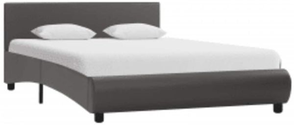 Doppelbett, Bettgestell Modernen mit LED Grau Kunstleder 140x200 cm d1328e