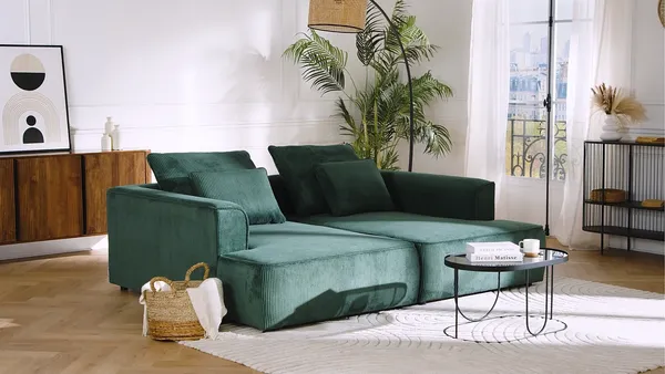 Vente-unique - PINETA Sofa Samt Rot - B 180 cm x H 67 cm x L 230 cm