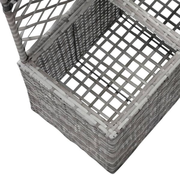 vidaXL Hochbeet mit Rankgitter 2 Töpfe 58×30×107cm Poly Rattan Grau 46934 Bild 6