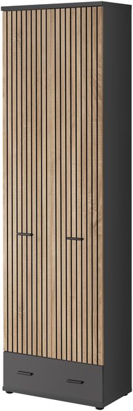 Diele Schrank Marco A in Anthrazit und Artrisan mit Streifen Aufdruck 60 x 203 x 32 cm