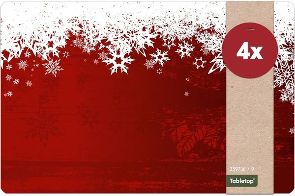 matches21 HOME & HOBBY Platzset Abwaschbare Tischsets 4er Set Weihnachten Schnee, (4-St), Platzsets als Tisch-Untersetzer und Tisch-Deko für Esstisch Teller