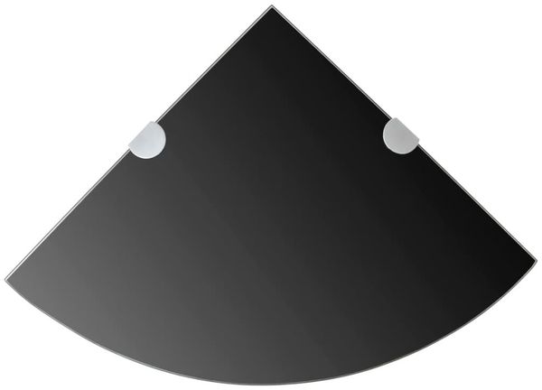 vidaXL Eckregale 2 Stk. mit Verchromten Halterungen Glas Schwarz 3051596