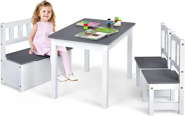 KOMFOTTEU Kindersitzgruppe 4 TLG, (Set), Tisch und 2 Stühle