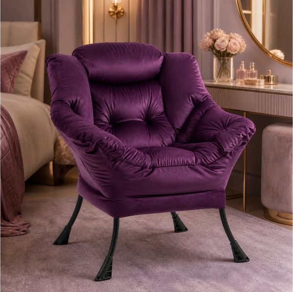 ANYSUN Loungesessel Relaxsessel aus Samt mit Nackenstütze, ergonomisch weich gepolstert (Sessel mit optionalem Fußhocker, Relaxsessel), Kompakter Relaxsessel 75 x 80 x 85 cm, wahlweise mit Fußhocker