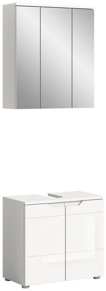 INOSIGN Badmöbel-Set CAPRI, 2-teilig, mit eingefasster Griffmulde, bestehend aus:, Waschbeckenunterschrank und Spiegelschrank