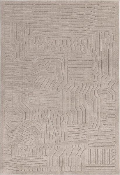 Teppich Strukturflor 3D-Relief | Wohnzimmerteppich Hoch-Tief-Effekt | Designerteppich Abstrakt | Moderner Skandinavischer Stil | Taupe 120x170cm 1,5cm Florhöhe | EDEN-Carlisle von Kadima Design