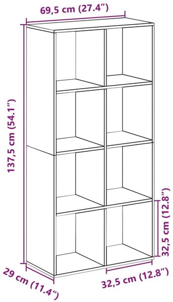 vidaXL Raumteiler-Bücherregal Grau Sonoma 69,5x29x137,5 cm 858026 Bild 11