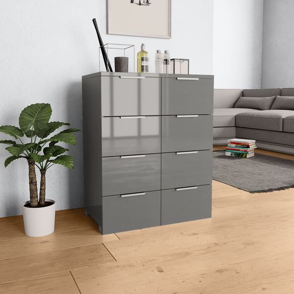 vidaXL Sideboard Hochglanz-Grau 60x35x80 cm Holzwerkstoff 283714