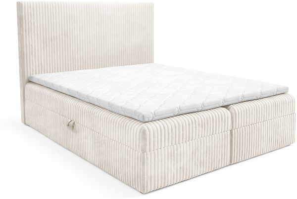 MEBLINI Boxspringbett TYLA 120x200 cm mit Bettkasten – H3/Hellbeige Plüsch Polsterbett - Doppelbett mit Topper & Bonellfederkern-Matratze Bild 2