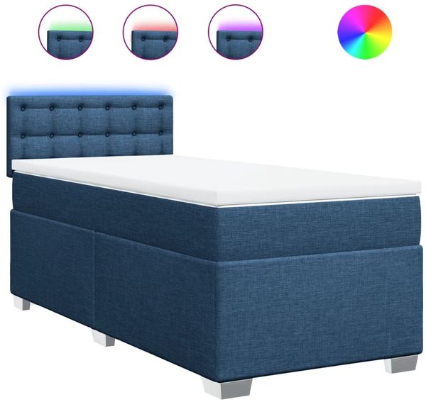 vidaXL Boxspringbett mit Matratze Blau 100x200 cm Stoff 3288119 Bild 2