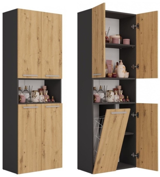 ibonto Hochschrank Badezimmerhochschrank Platzsparendes Aufbewahrungswunder