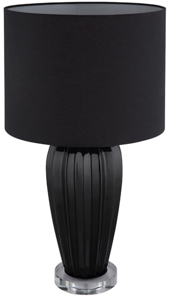 LED Tischleuchte, Keramik, Textil, schwarz, H 59 cm