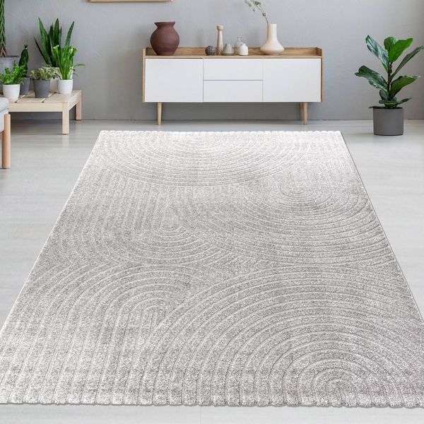 Carpetia Designteppich Kurzflor Teppich mit 3D-Effekt, rechteckig, Höhe: 14 mm, weich, pflegeleicht und für Fußbodenheizung geeignet
