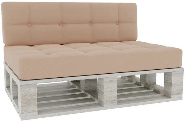 Gutekissen® Palettenkissen Gesteppte Kissen mit Knöpfen, Palettenauflagen Sitzkissen Rückenlehne Gesteppt PFG (Set (Sitzkissen 120x80 +Rückenlehne 120x40), Beige)