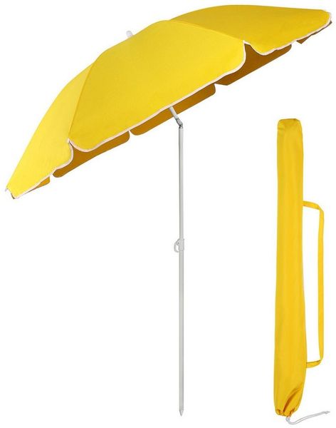 Sekey Sonnenschirm Ø 180 cm Balkonschirm Rund Strandschirm Sonnenschirm mit Schutzhülle, LxB: 180x180 cm, Neigungswinkel verstellbar, Höhe verstellbar, mit Tragetasche