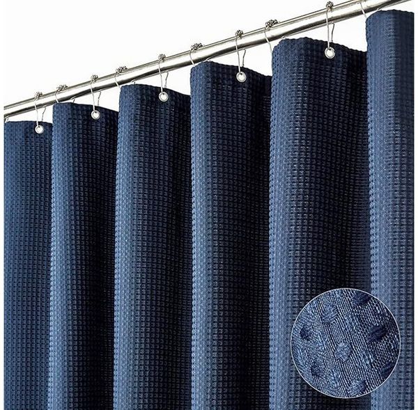 Agger Duschvorhang Waffel Duschvorhang – Strukturierter Stoff, Wasserabweisend & Waschbar Breite 180 cm (1-tlg), Extra Dick, Moderner Badvorhang für Dusche & Badewanne