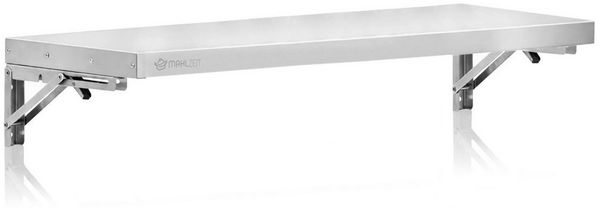 Mahlzeit Wandregal Edelstahl Wandregal, 120x30 cm, Küchenregal, Klappbar, Silber