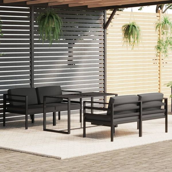 vidaXL 5-tlg. Garten-Lounge-Set mit Kissen Aluminium Anthrazit 3115924
