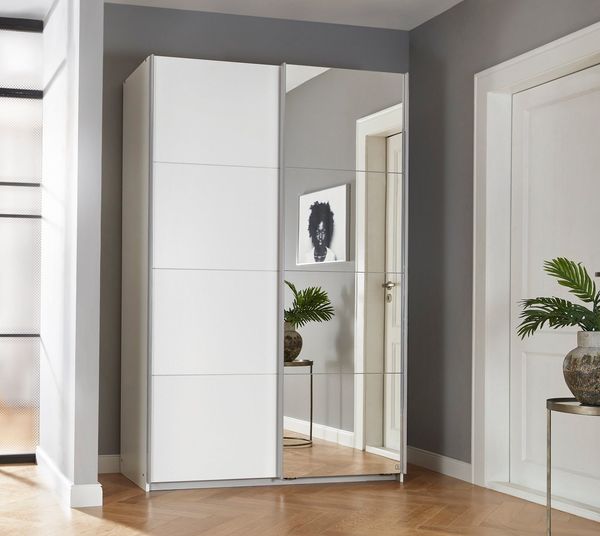 OTTO home Schwebetürenschrank Kleiderschrank Schrank Garderobe Schlafzimmerschrank THANOS (3 verschiedene Ausstattungen BASIC/CLASSIC/PREMIUM (inkl. SOFT-CLOSE) Optional mit Spiegel, Metall-Griffleisten alufarben MADE IN GERMANY