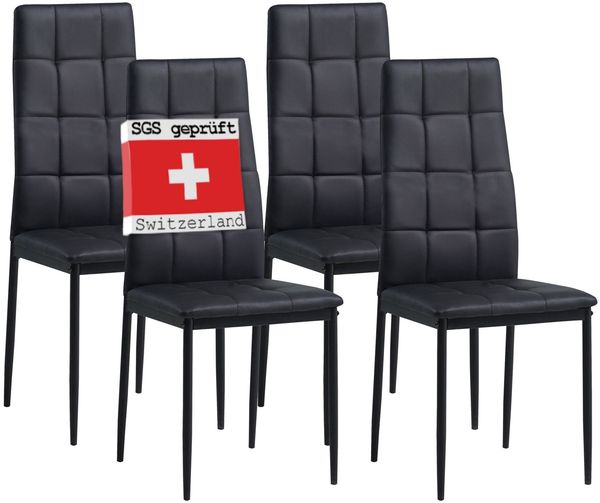 Albatros Esszimmerstühle RIMINI 4er Set, Schwarz - Edles Italienisches Design, Polsterstuhl mit Kunstleder-Bezug, Modern Stilvoll am Esstisch - Küchenstuhl Stuhl Esszimmer hohe Belastbarkeit