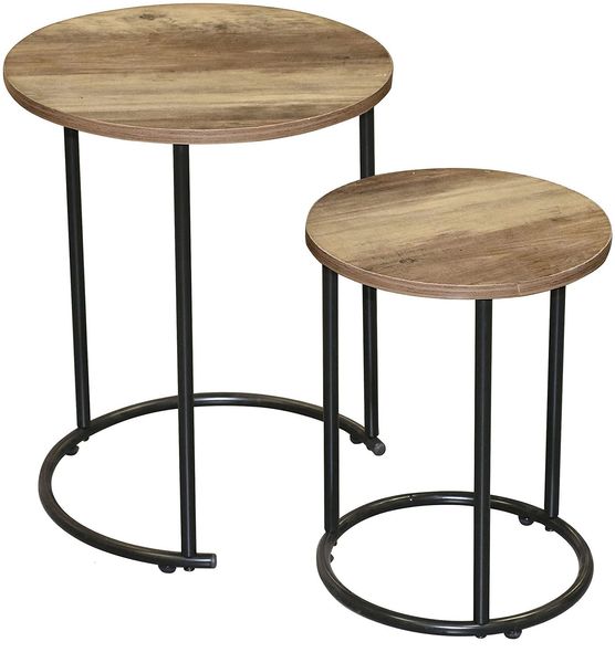 Urban Living JOYA Set mit 2 runden Beistelltischen, Durchmesser 30 x H39 cm und 40 x H49 cm