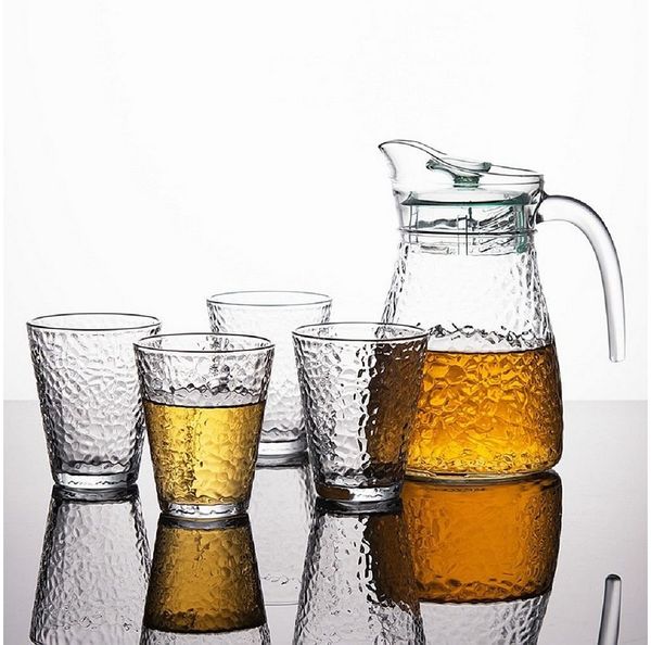 Rungassi Karaffe Karaffe mit 4 Gläser 220ml Wasser Cognac Whisky-Gläser G05, (Set bestehend aus 1 Karaffe und 4 Gläsern)