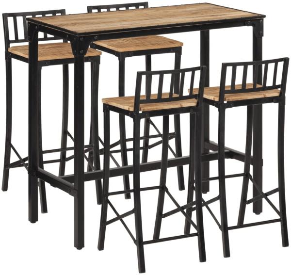 vidaXL 5-tlg. Bar-Set Raues Mangoholz und Metall 3216409