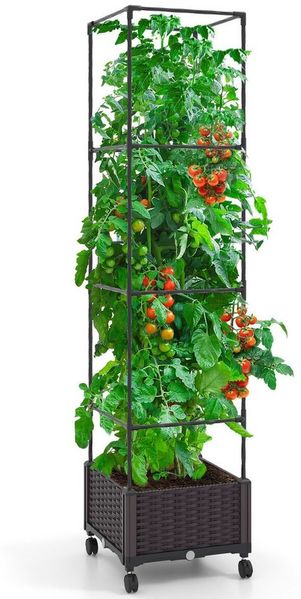 COSTWAY Blumenkasten (1 St), mit Rankhilfe, auf Rollen, höhenverstellbar, Rankgitter