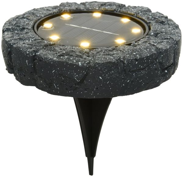 Lumineo LED Solarleuchte, warmweiß, LED Solarleuchte Bodenleuchte Polyresin 11cm Dauerbetrieb 6h warmweiß