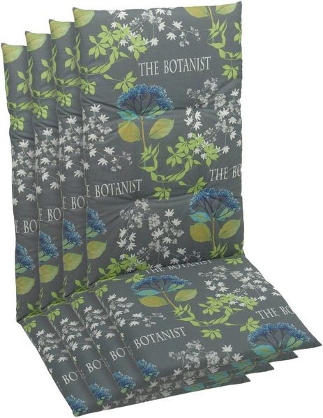 KONIFERA Hochlehnerauflage, (Spar-Set, 4 St), The Botanist grau - Maße BxLxH ca.: 48 cm x 118 cm x 5 cm