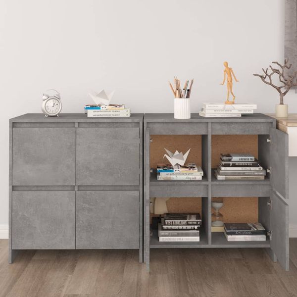 vidaXL Sideboards 2 Stk. Betongrau 70x41x75 cm Holzwerkstoff 3098092