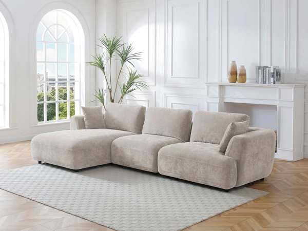 Vente-unique - Ecksofa - Ecke links - Stoff - Beige - TINDRALO