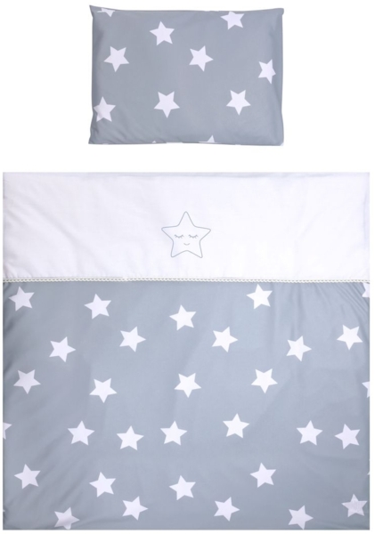 Lorelli Baby-Bettwäsche 7-teiliges Set First Dreams Decke Kissen Laken Himmel grau Sterne Bild 1