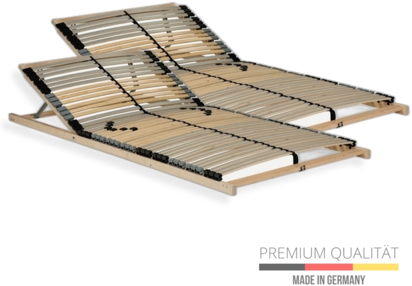 Lattenrost 200x200 cm – Verstellbares Kopfteil 42 Latten 7-Zonen Belastbar bis ca. 140 kg Birkenschichtholz Selbstmontage Made in Germany
