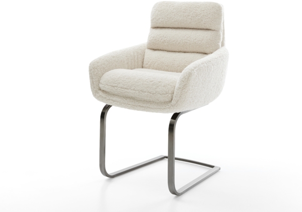 Freischwinger Abelia-Flex mit Armlehnen Teddystoff Beige Freischwinger flach Graphit