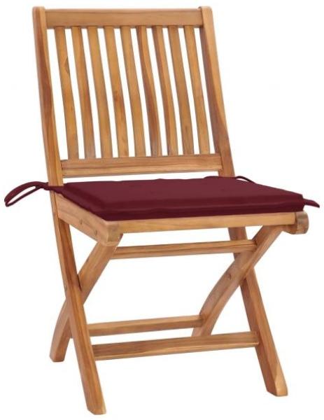 vidaXL Klappbare Gartenstühle mit Kissen 4 Stk. Massivholz Teak 3072816
